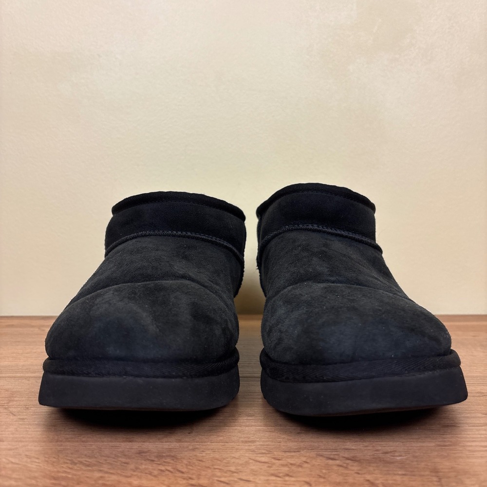 UGG Ultra Mini Classic Ankle Boot Black Suede Women Size 11 Winter Comfort Warm - Picture 4 of 10